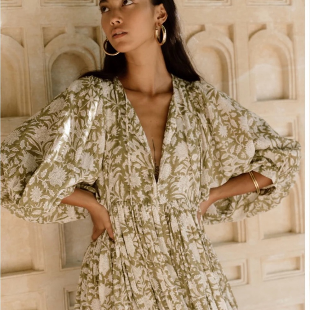 Daughters of India olive midi dress - xs